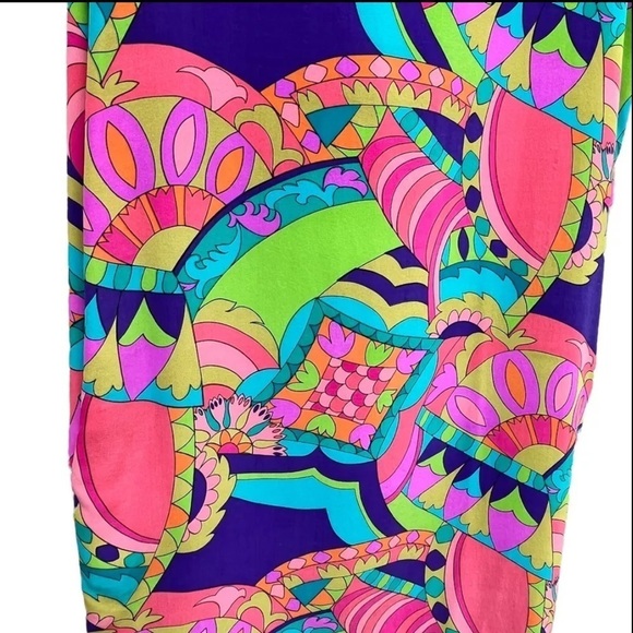 Nipon Boutique Womens Silk Dress Lined Multi Color Geometric Floral Size 6 Vtg - Picture 3 of 11